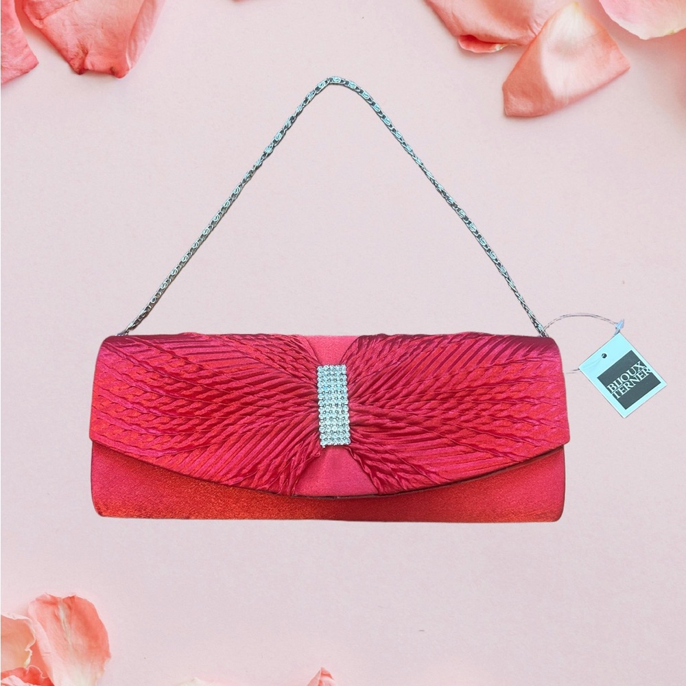 Bijoux Terner Red Clutch with Silver Embellishment